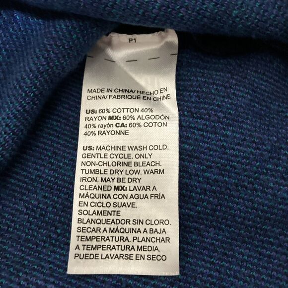 Chico’s Pullover Sweater Purple Blue Floral Baroque Hawaiian Print Womens 0 = S - Picture 3 of 5